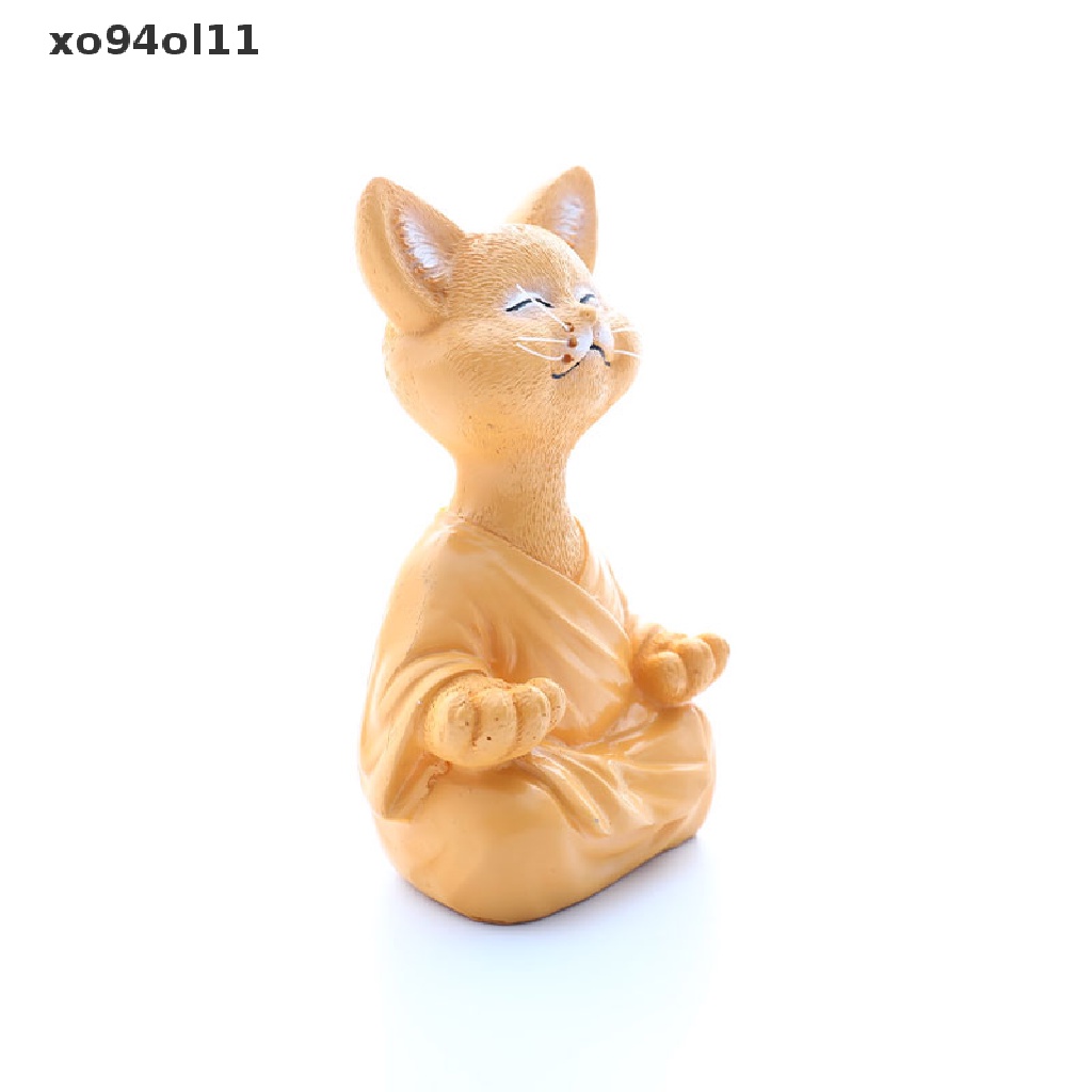 Patung Kucing Buddha XO Aneh Meditasi Yoga Koleksi Happy Cat Decor Home OL