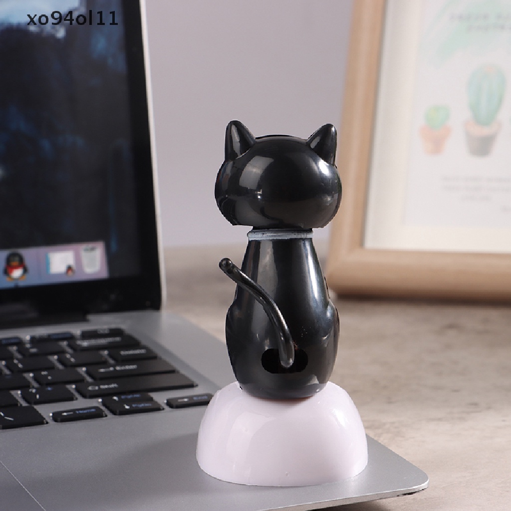 Xo Kucing Hitam Tenaga Surya Goyang Solar Powered Mainan Bobble Kepala Figure Dancing Mainan Hadiah OL