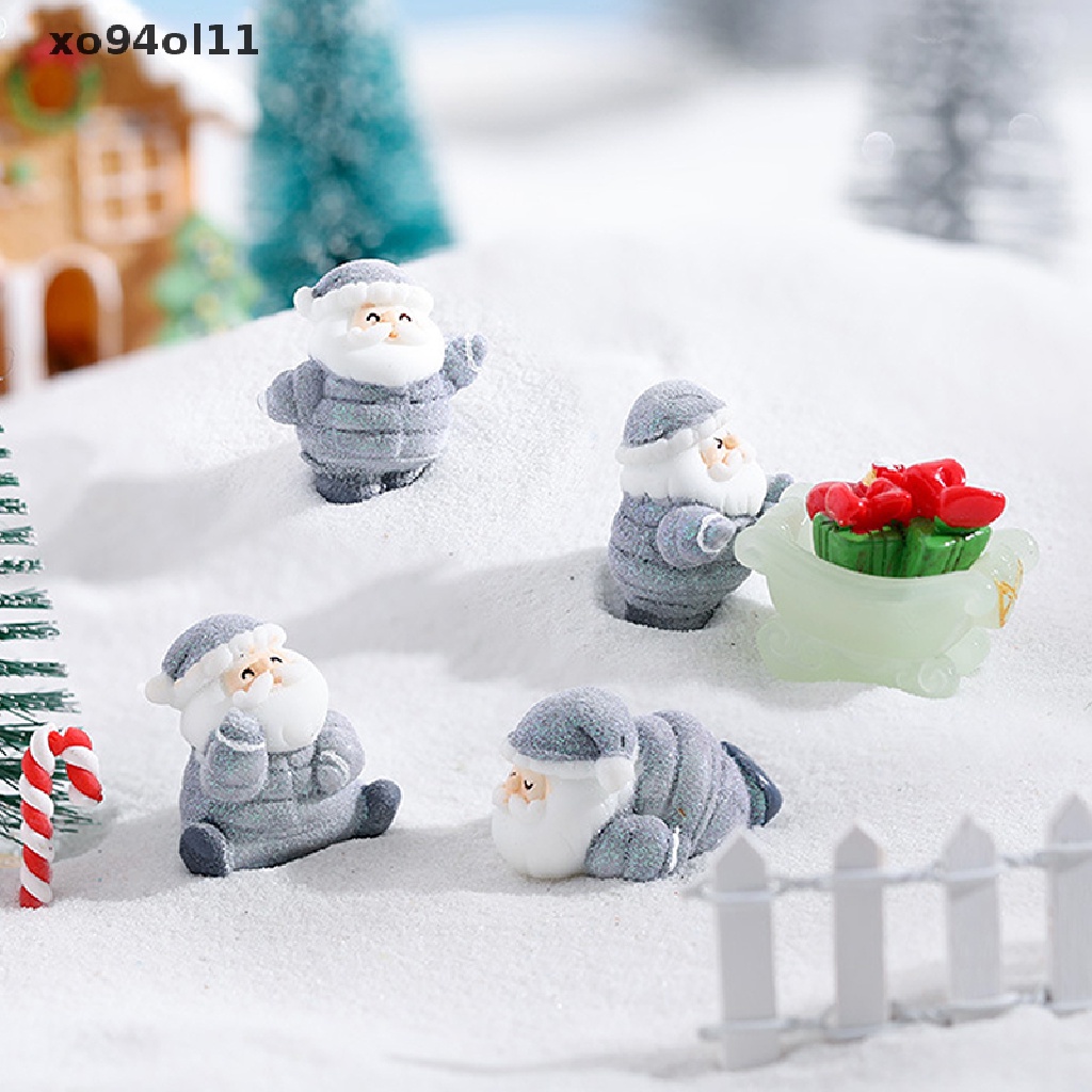 Xo Patung Natal Resin Mini Dekorasi Lanskap Mikro Untuk Ornamen Desktop Rumah Mobil OL