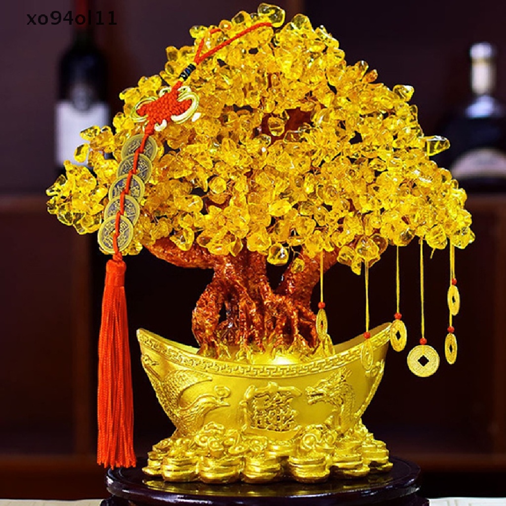 Pohon XO Yuanbao Ornamen Pohon Rejeki Kekayaan Emas Pohon Ingot Ornamen Pohon Uang OL