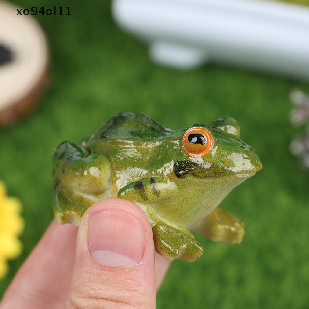 Xo Katak Lucu Mini Resin Kerajinan Taman Peri Miniatur DIY Dekorasi Lanskap Mikro OL