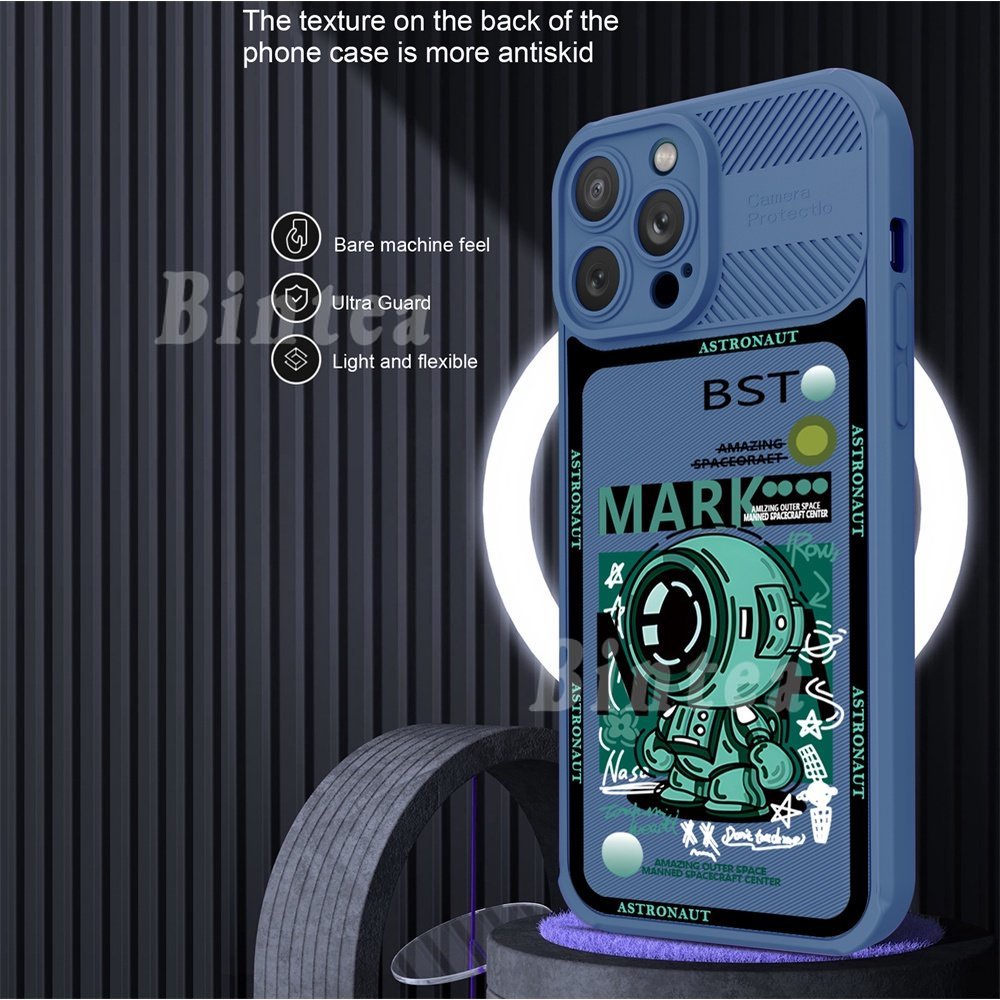 Casing Untuk iPhone14 14 Pro MAX 14 MAX 13ProMax 12 12ProMax 11 11Pro 11ProMax X XS MAX XR Case Mark Astronot Perlindungan Penuh Anti Slip Shockproof Binteacase