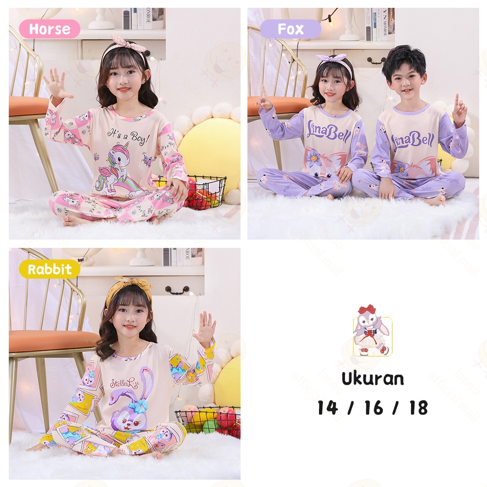 Lacoo Set baju tidur anak perempuan Piyama anak import Baju tidur piyama anak karakter