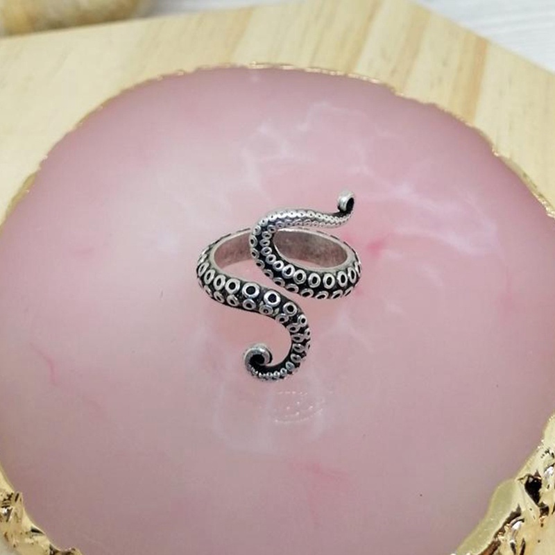 Unik Punk Gurita Cumi Cinta Hati Pembukaan Cincin Untuk Wanita Pria Trendi Hitam Hewan Hip Hop Jari Cincin Pesta Perhiasan Hadiah