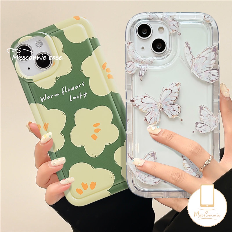 Fresh Flower Case Realme C53 C55 C30 7i C17 9i C35 C25Y C21Y C11 2020 C15 C25 C25s C20 C12 C3 5i 6i 5 5s C1 C2 C33 C11 2021 C20A Cute Romance Butterfly Shockproof Airbag Soft Cover