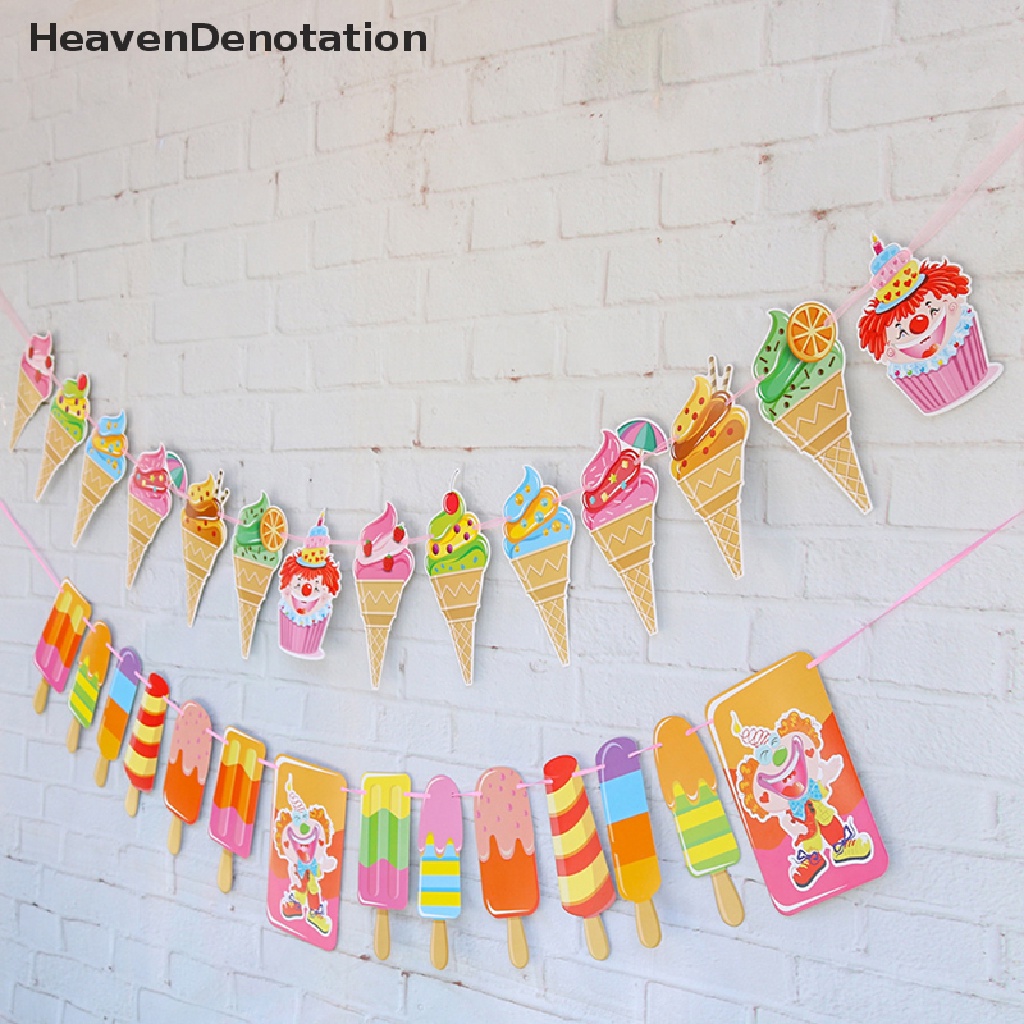 [HeavenDenotation] Bung Banner Es Krim Popsicle Keren Untuk Tropical Summer Party Bar Garland HDV