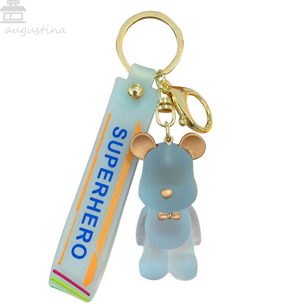 Gantungan Kunci Beruang Agustina Teman Lucu Hadiah Aksesoris Liontin Mobil Charm PVC Key Chain