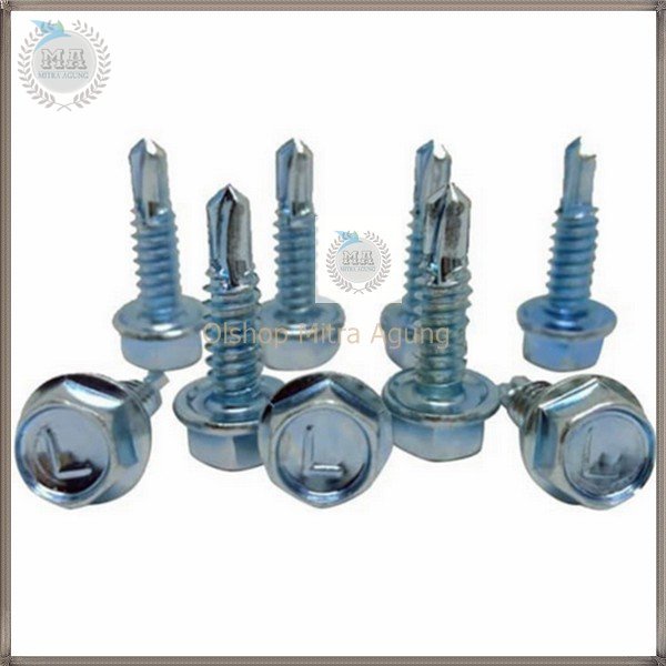 50pc Baut Roofing Baja Ring 10x19 - Skrup Baja Ringan - Baut Reng Rufing 10x16 Skrup Baja Ringan