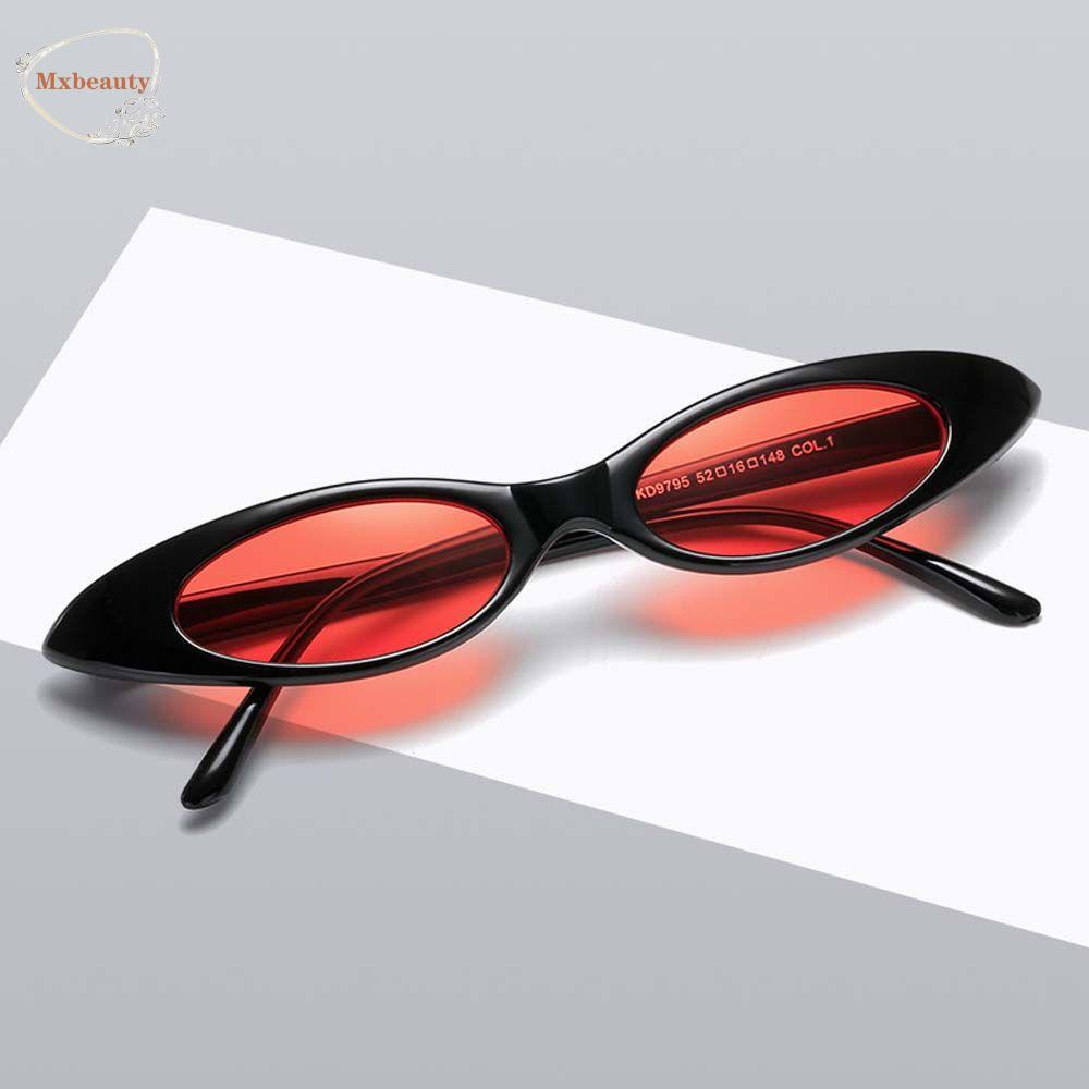 Mxbeauty Wanita Cat Eye Frame Fashion Retro Punk Hip Pop Anti-UV UV400 Segitiga Kecil Kacamata Matahari Oval Cat Eye Sunglasses