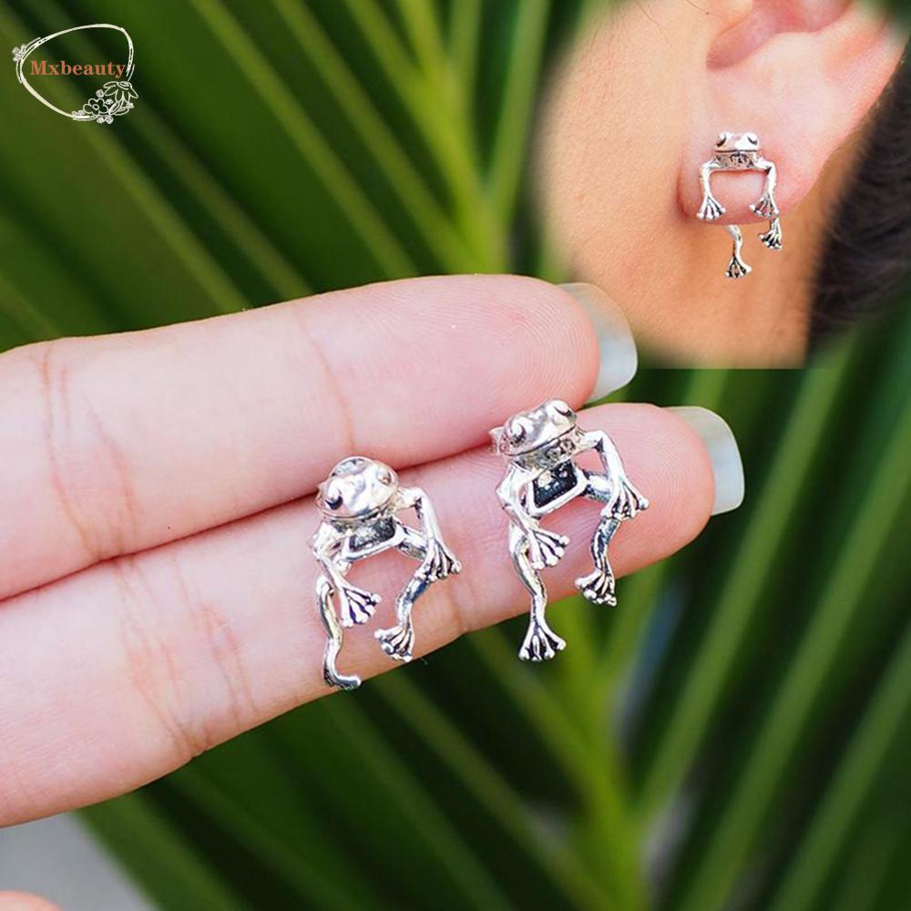 Mxbeauty Anting Stud Bentuk Katak Bahan Logam Warna-Warni Gaya Punk Korea Untuk Hadiah Ulang Tahun