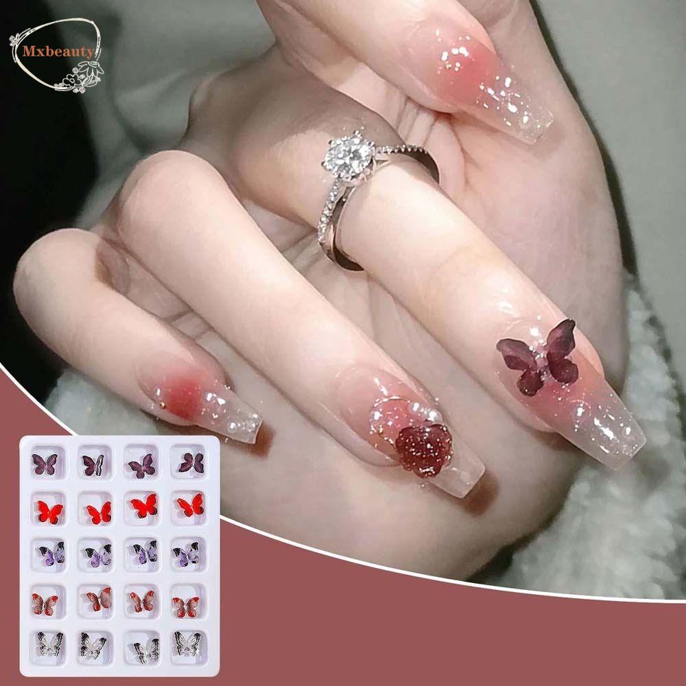 Mxbeauty Hiasan Kuku Busur Fashion Jepang Nail Art Camellia Ikatan Simpul Manikur Aksesoris Beruang Aurora Nail Art Drills