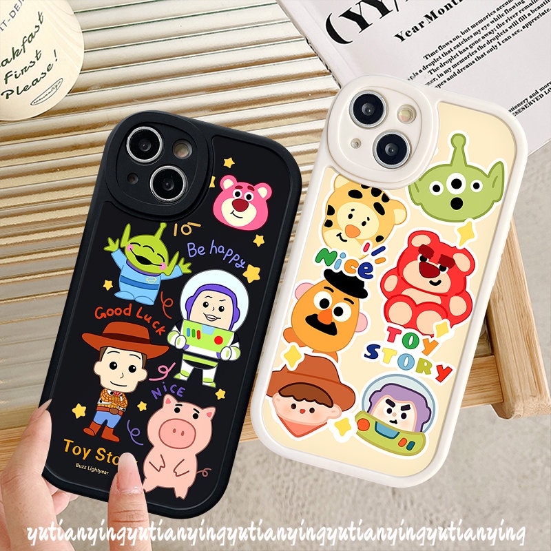 IPHONE Lovely Strawberry Bear Manyo Case Kompatibel Untuk Iphone11 13 12 14 Pro Max 7Plus XR X XS Max 6 6s 7 8 Plus SE 2020 Cerita Mainan Lucu Kartun Buzz Lightyear Alien Lembut Tpu Cover