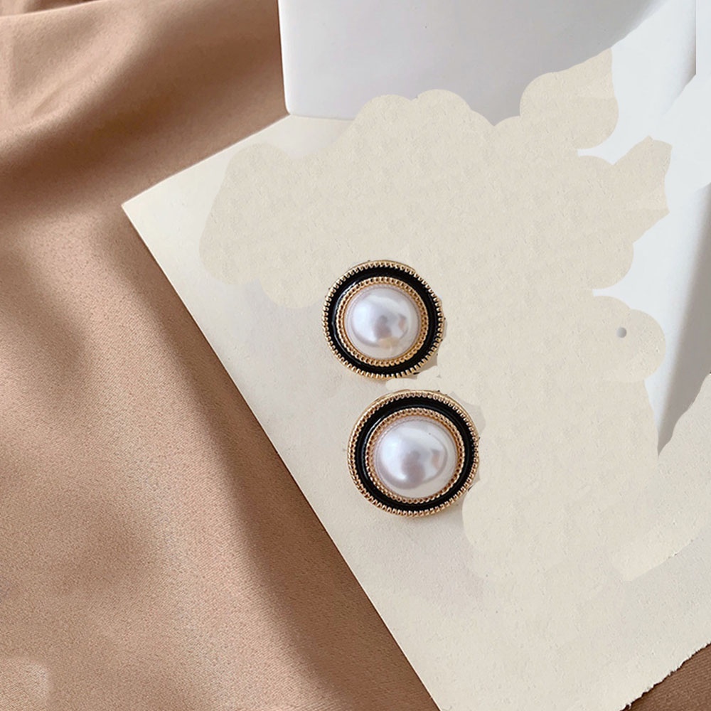 Non Tindik Besar Geometris Simulasi Mutiara Persegi Bulat Telinga Klip Anting Wanita Elegan Resin Perhiasan