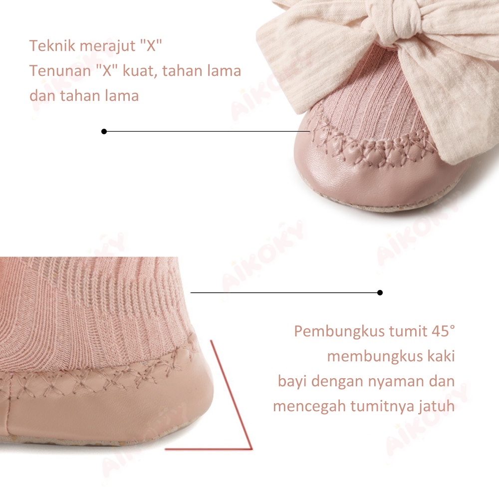 Aikoky 0-2 Tahun Sepatu bayi prewalker perempuan / Kaos kaki bayi anti slip / Baby prewalker shoes