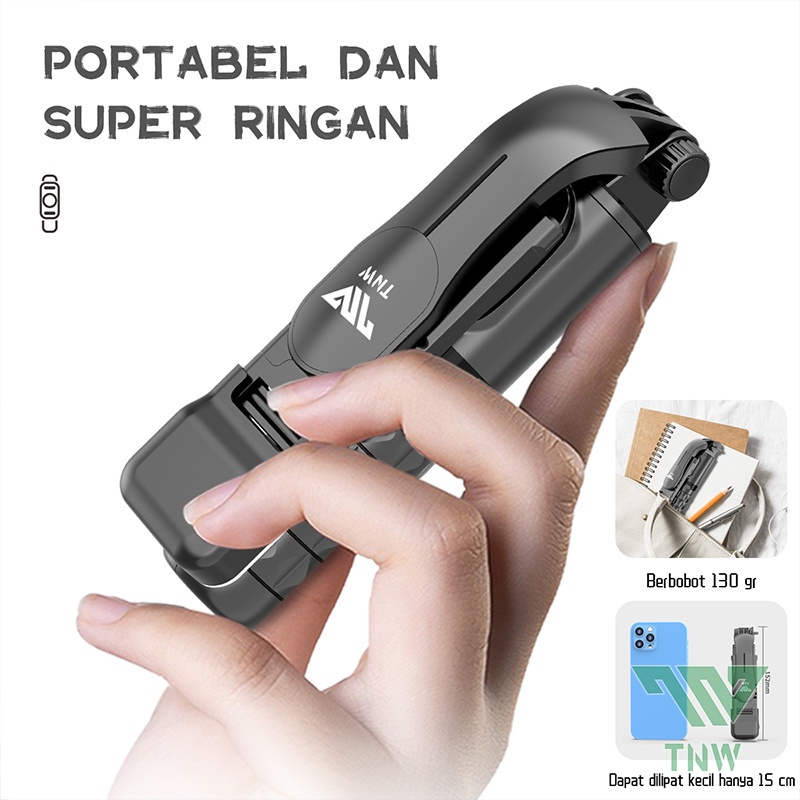 Akane Zora Mini Selfie Stick Tongsis Bluetooth Tripod LED Fill Light TONGSIS 3 IN 1 Wireless
