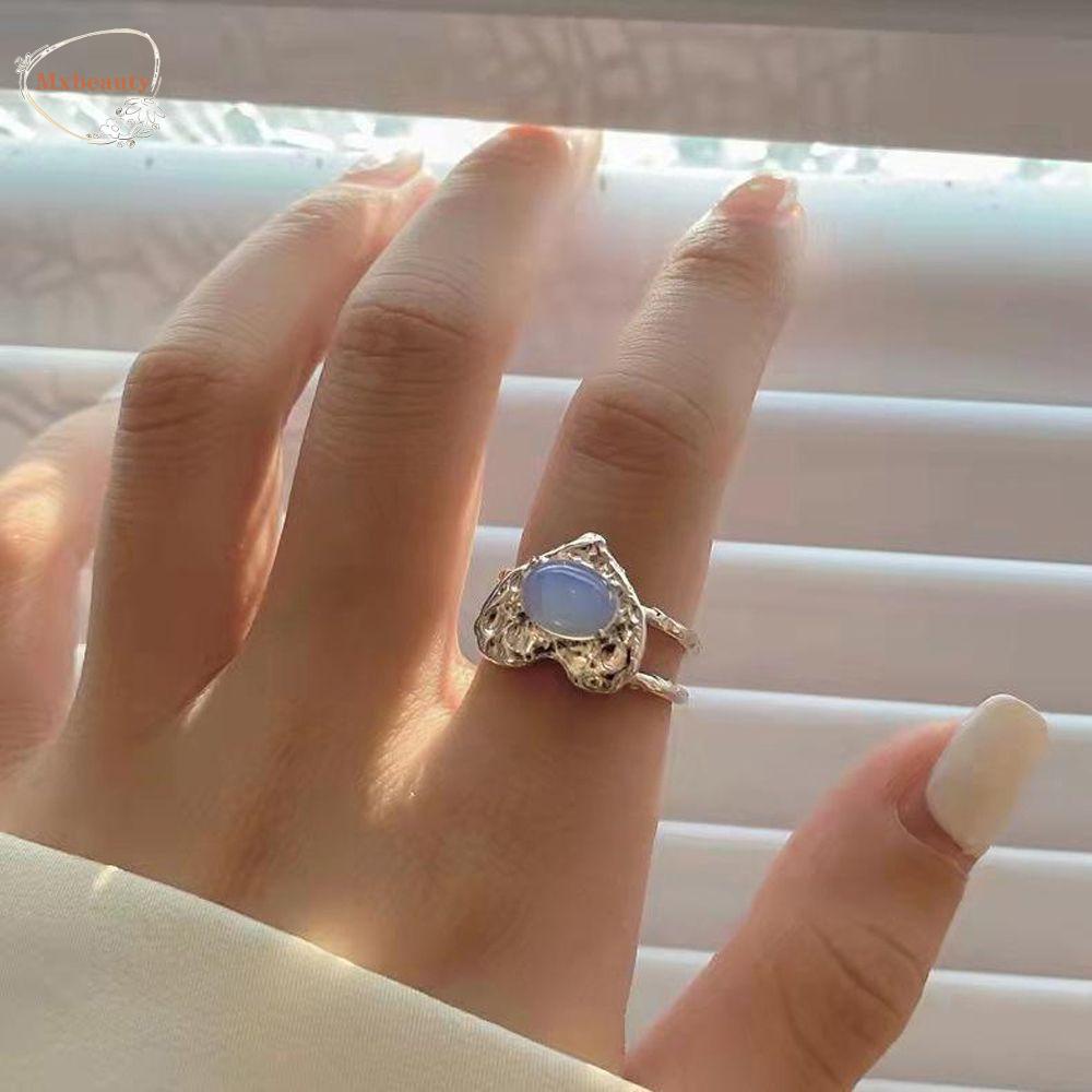 Mxbeauty Wanita Tidak Teratur Cincin Trendi Elegan Logam Dapat Disesuaikan Batu Akik Perhiasan Fashion