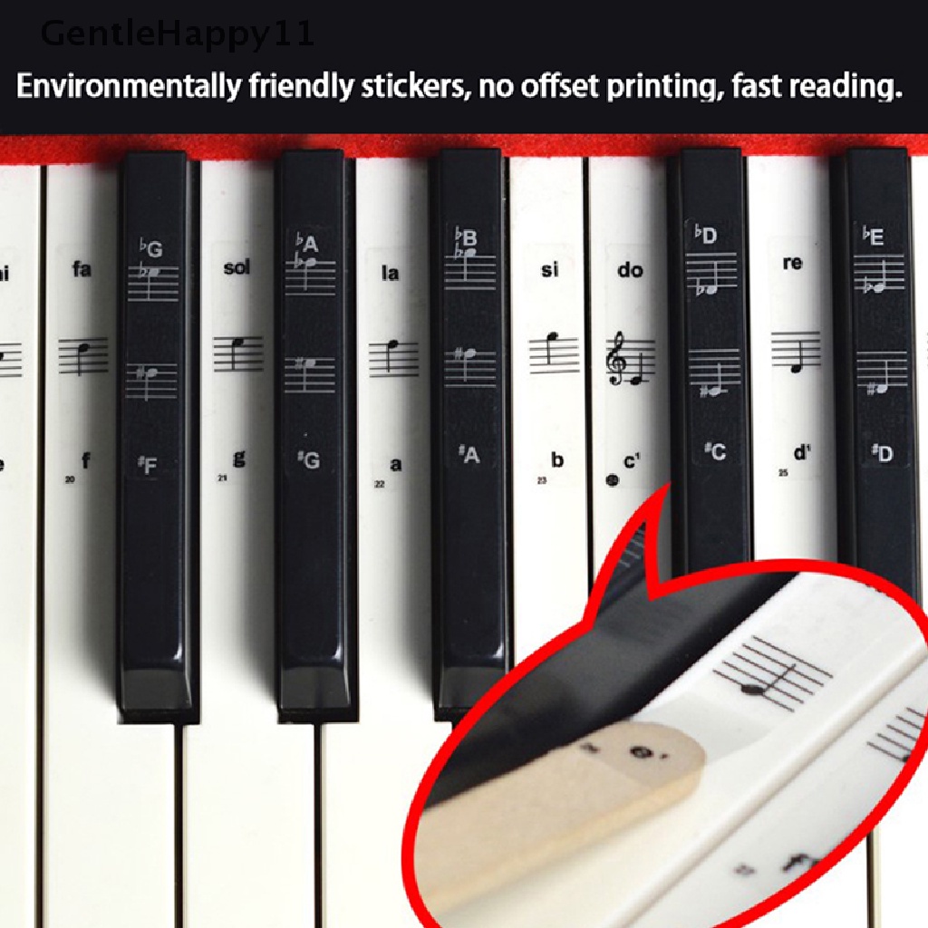 Gentlehappy 54 /61 /88Kunci Piano Stiker Transparan Piano Keyboard PVC Stiker Piano Stave id