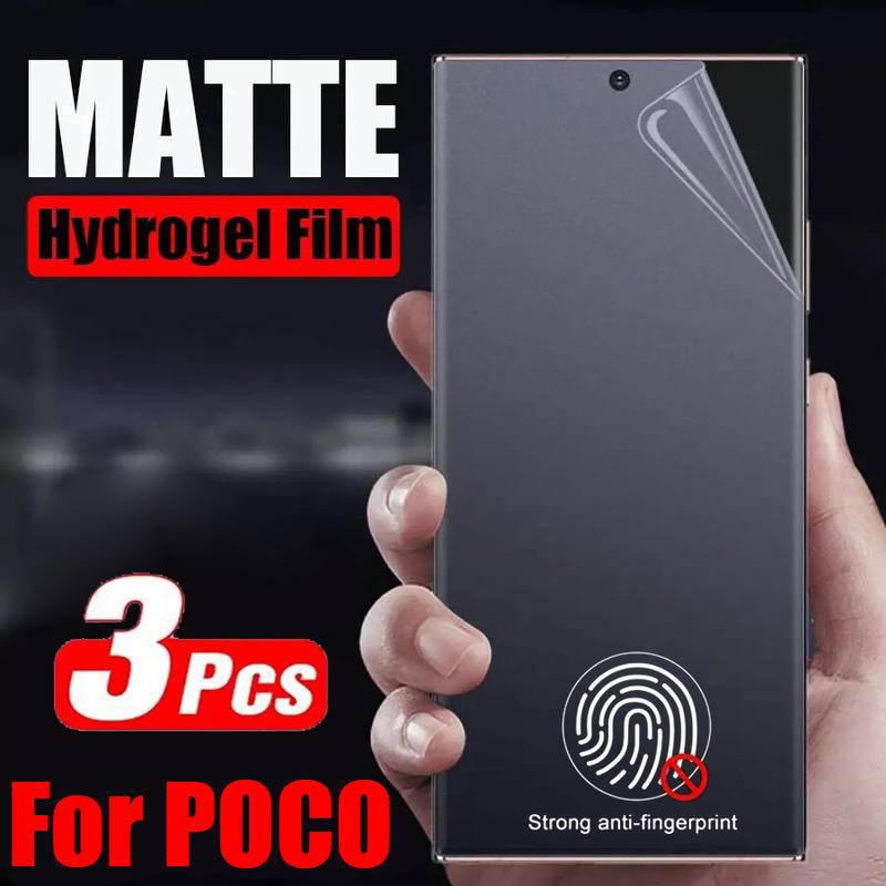3pcs Film Hidrogel Matte Bening Untuk Xiaomi POCO M4 M3 M2 X5 X4 X3 F2 Pro F4 F3 X3 X4 GT NFC Pelindung Layar Untuk POCO C55 C50 C40 C31 C3 F1 M5 M5S