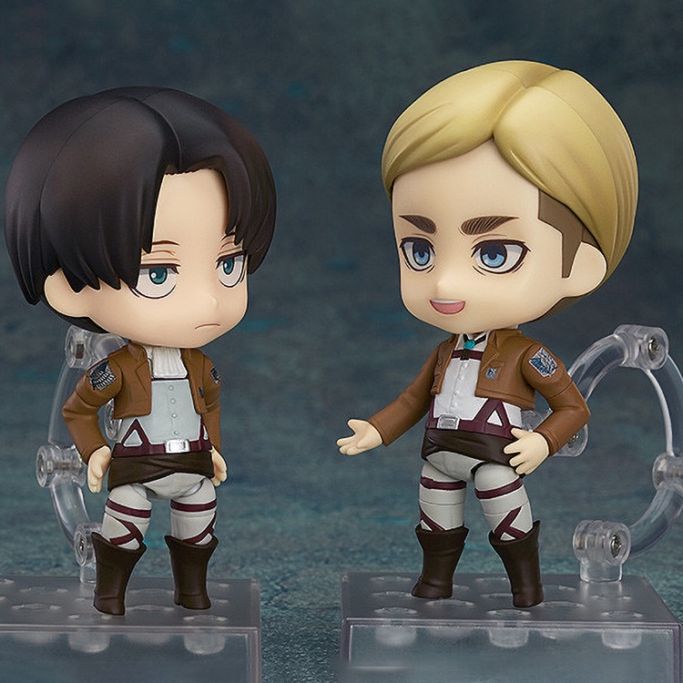 Attack on Titan Rivaille Levi Ackerman Erwin Smith Eren Jaeger Mikasa Ackerman Nendoroid Action Figure 10 cm Mainan Model Koleksi PVC