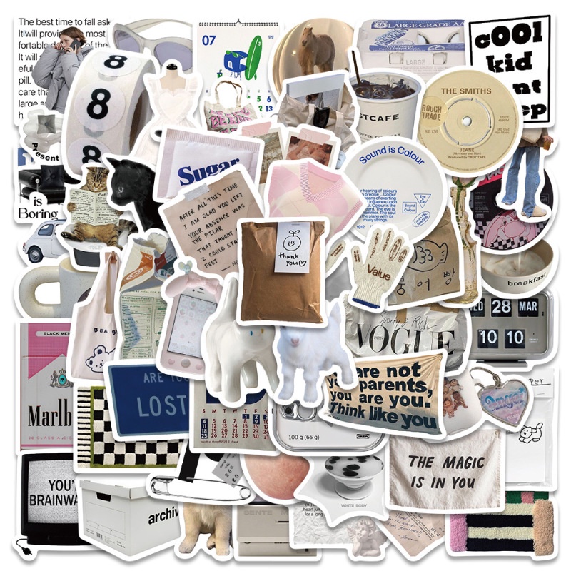 60pcs/pack Ins Lucu Stiker Scrapbooking Dekoratif Stiker DIY Diary Album Stick Label Kawaii Stationery