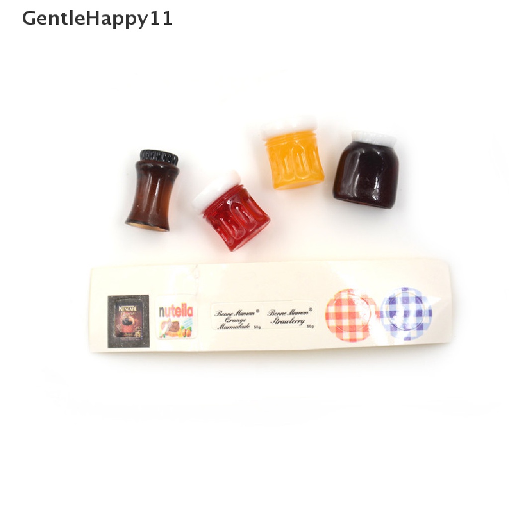 Gentlehappy 4pcs/set Miniatur Rumah Boneka1: 12dapur Makanan Selai Bumbu Kopi DIY Decor id
