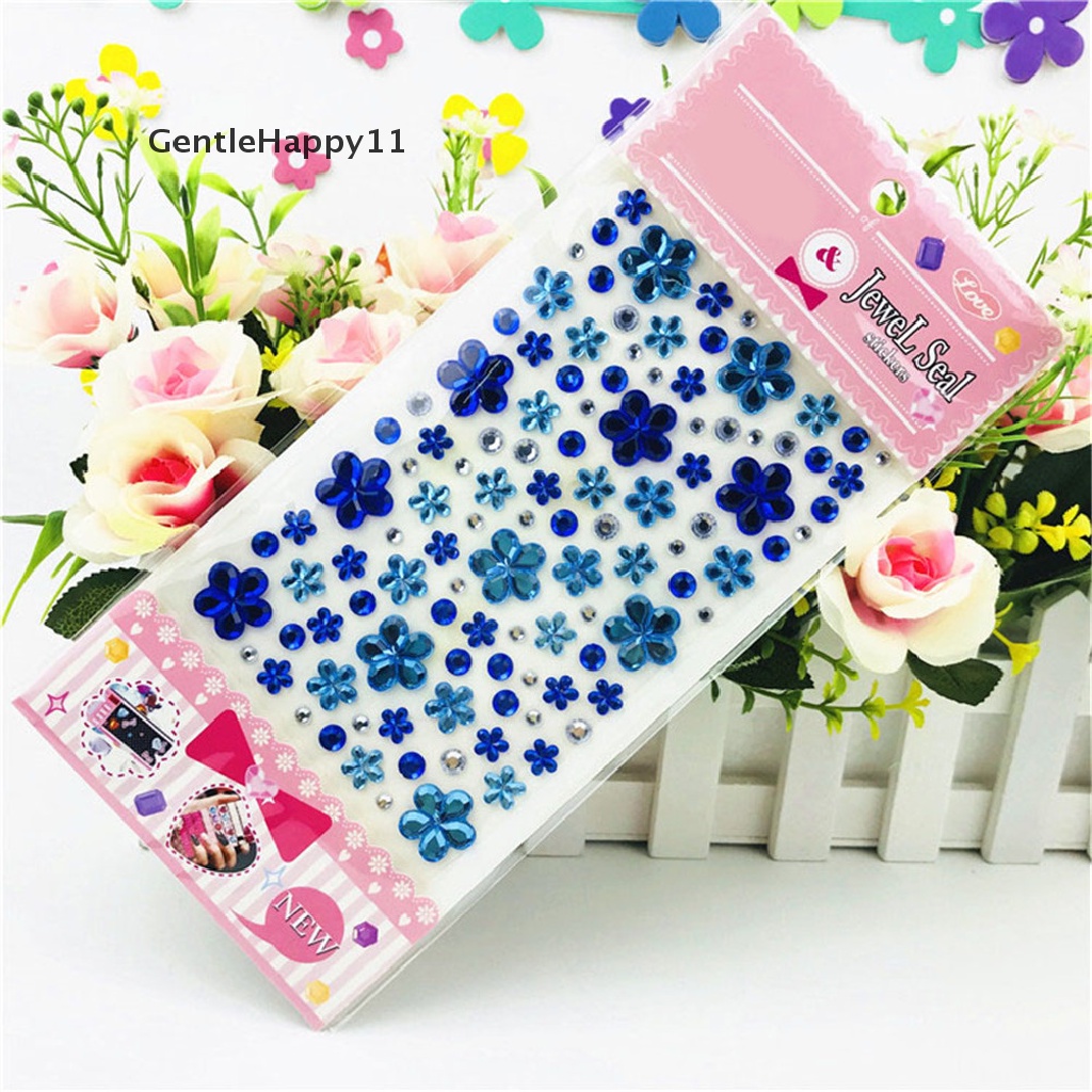 Gentlehappy Self Adhesive Glitter Bunga Kristal Permata Permata Diamond Stiker Berlian Imitasi Strip id