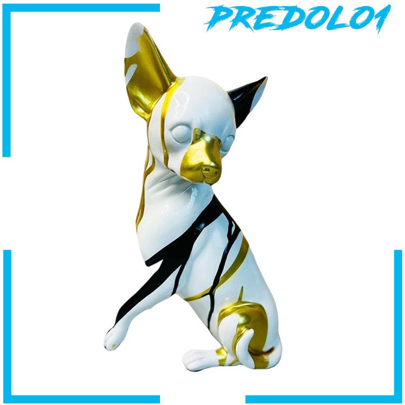 [Predolo1] Patung Anjing Multicolor Puppy Statue Resin Kerajinan Graffiti Chihuahua Statue