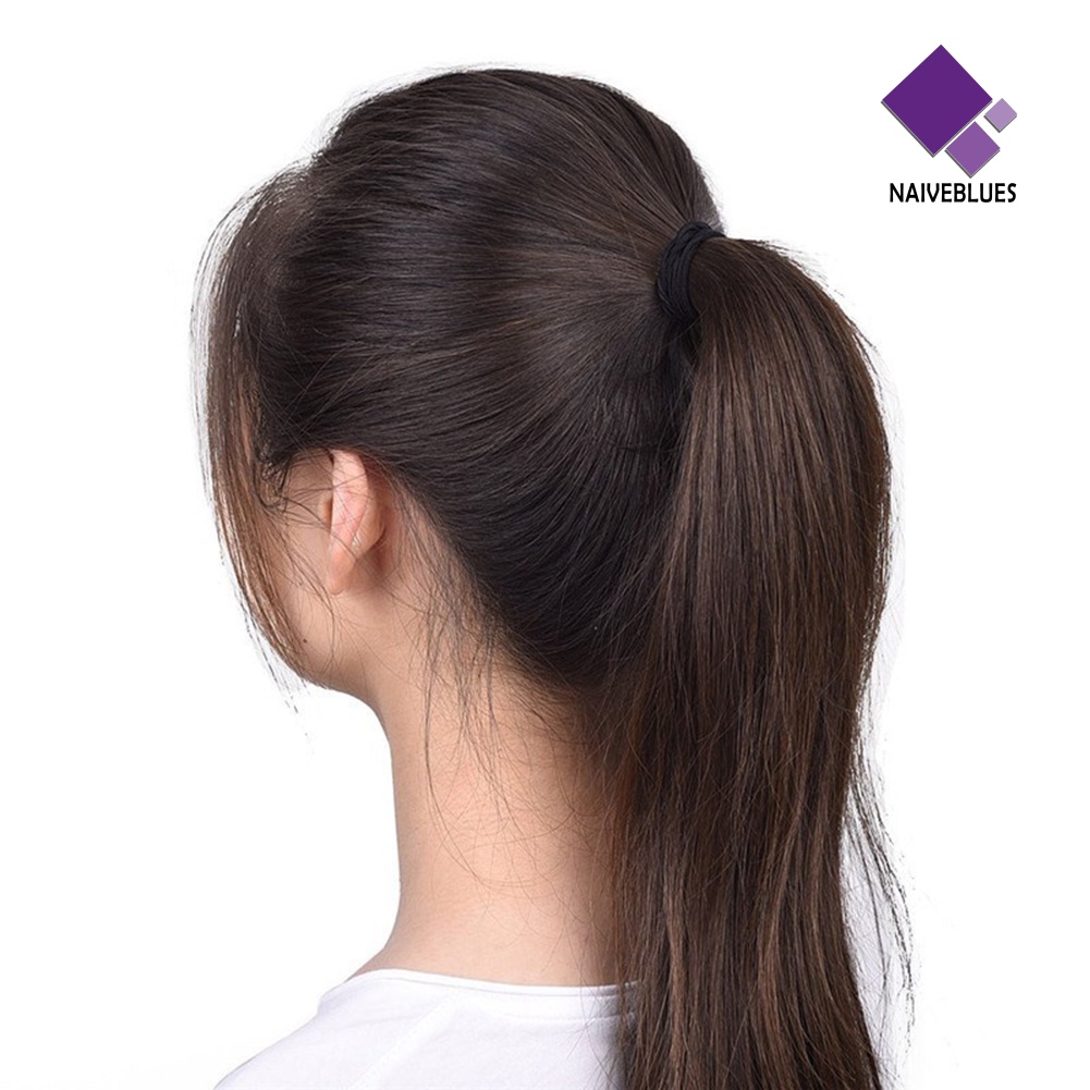 &lt; Naiveblues &gt; 100Pcs Hitam Tebal Jerat Gratis Rambut Tak Berujung Karet Rambut Ponytail Hair