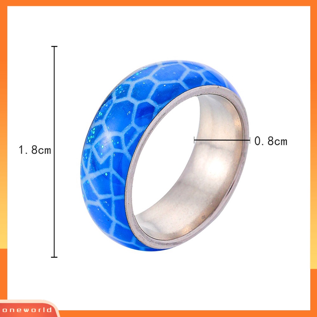 [EONE] Cincin Unisex Luminous Turtle Shell Pattern Fluorescent Glowing-In-The Dark Stainless Steel Vintage Plating Ring Untuk Halloween