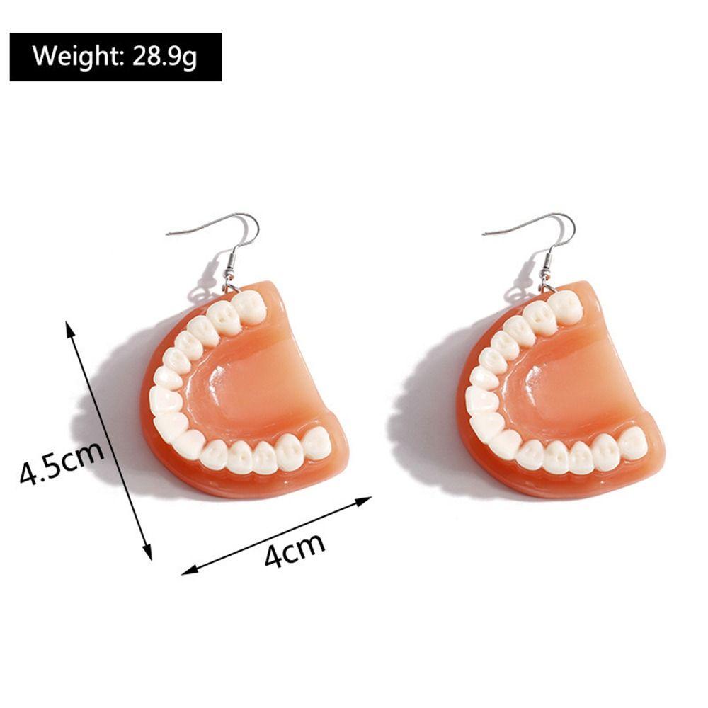 Lily 1pasang Anting Gigi Anting Telinga Alternatif Kepribadian Plastik Baru