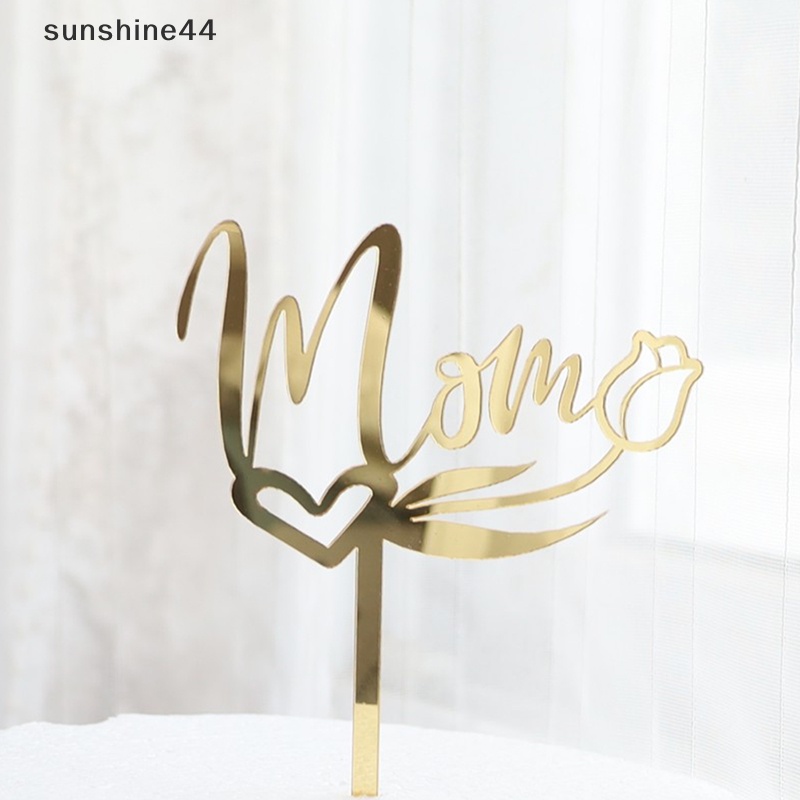 Sunshine INS Mom Birthday Cake Topper Golden Love Akrilik Terbaik Mom Day Pesta Hiasan Kue Rumah Ibu &amp;#39; s Hadiah Liburan Dessert Dekorasi ID