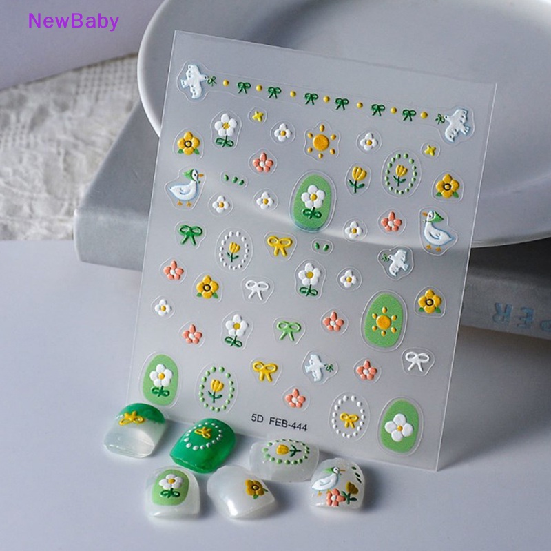 Newbaby 5D Nail Art Stiker Bunga Perekat Diri DIY Timbul Decals Spring Series ID
