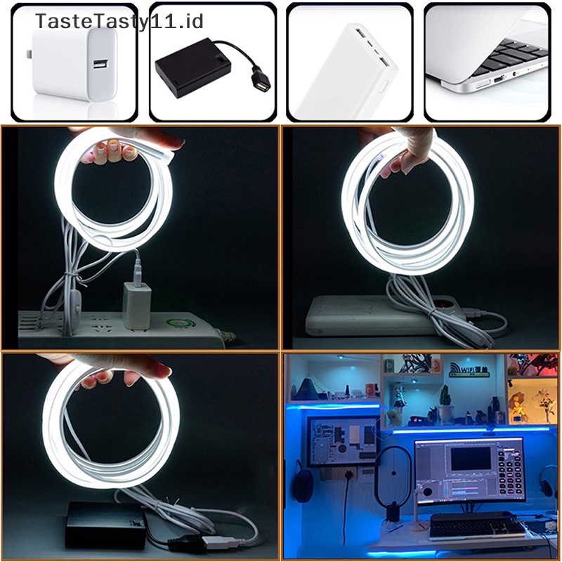 Tastetasty Lampu Neon USB DC 5V Fleksibel2835 120Leds/M Pita LED Strip Light Waterproof Neon Sign Light Rope Dengan Saklar.