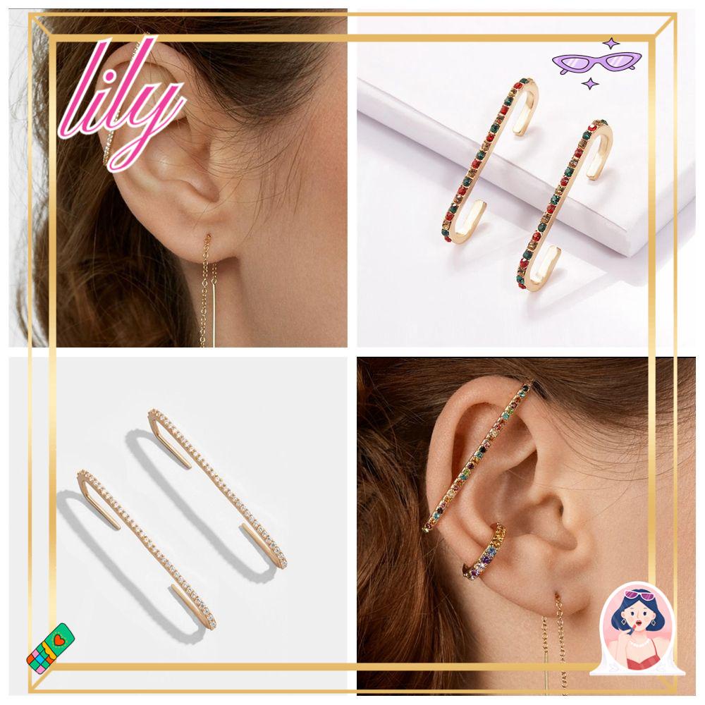 Lily CZ Cuff Earrings Fashion Hadiah Pesta Perhiasan Zirkon Telinga Manset