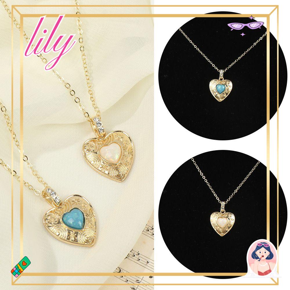 Lily Heart Locket Necklace Hadiah Pribadi Kreatif Aksesoris Perhiasan