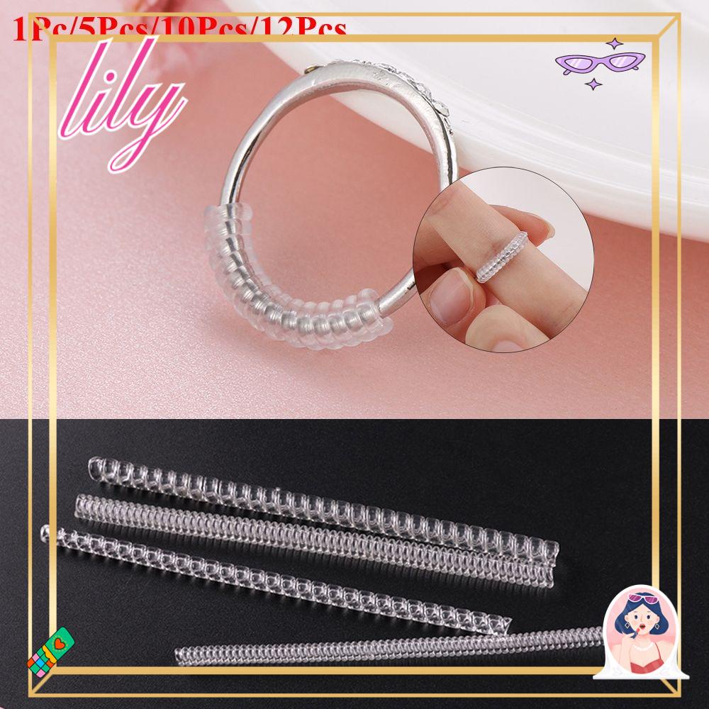 Lily 1Pc/5Pcs/10Pcs/12Pcs Ring Size Adjuster Pengecil Pengencang Spiral Invisible Baru