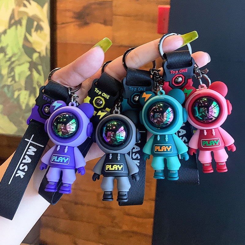 [Unggulan] Kartun Beruang Petir Gantungan Kunci Lucu Astronot Beruang Kelinci Boneka Pasangan Keyring Kreatif Gantungan Kunci Dekorasi Liontin Untuk Mobil Keyring, Tas Gantungan Kunci Aksesoris