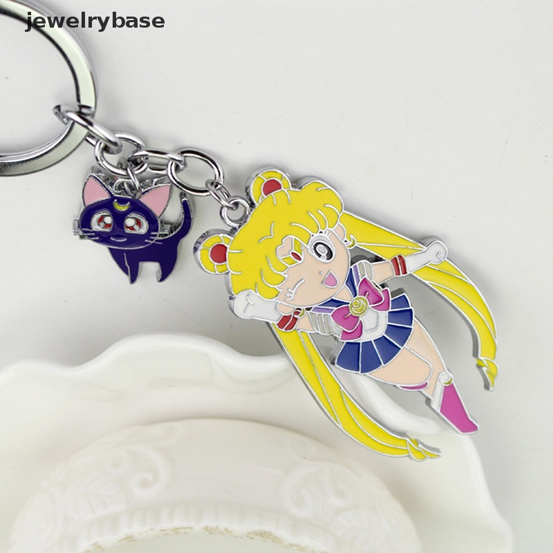 [jewelrybase] 1pc Gantungan Kunci Bulan Bintang Anime Tsukino Usagi Luna Cat Sailormoon Key Chain Keyring Butik