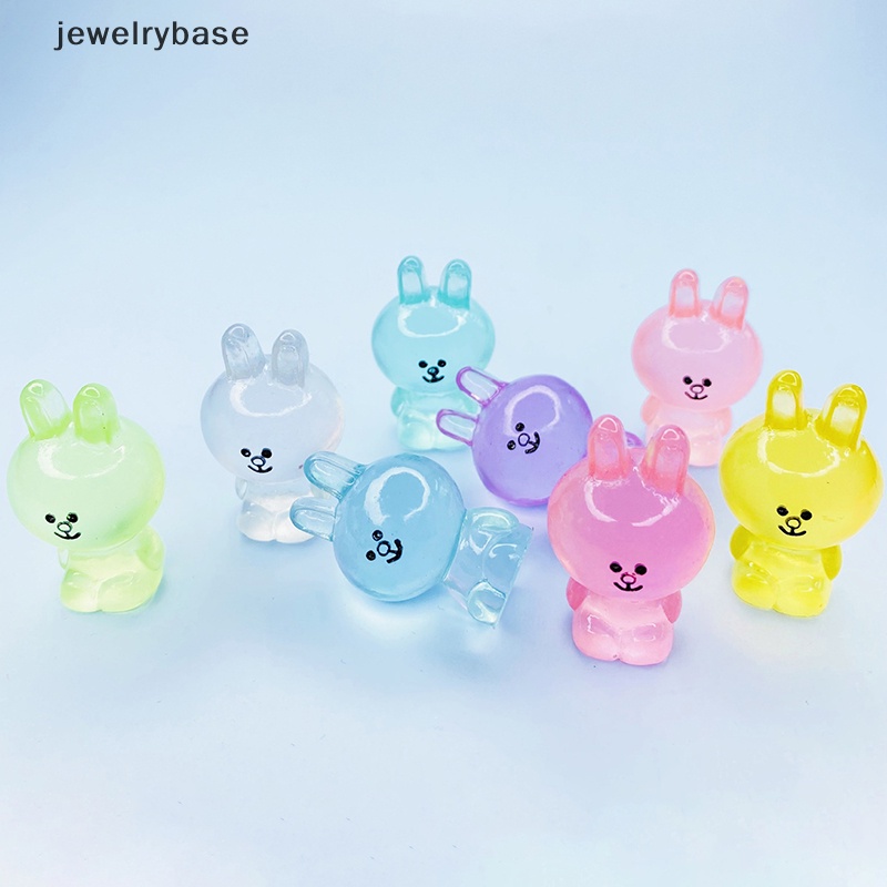 [jewelrybase] Kartun Lucu Kelinci Bercahaya DIY Miniatur Kerajinan Tangan Ornamen resin accessorie Butik