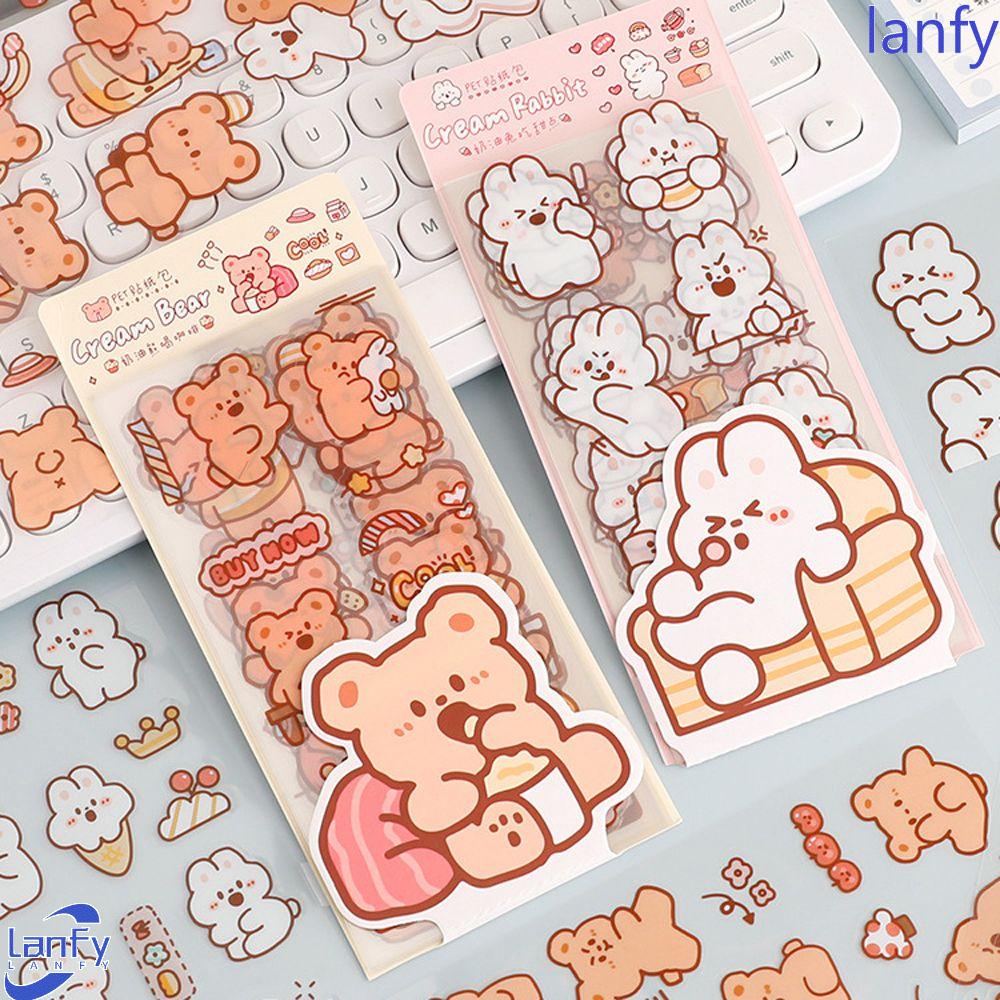 Lanfy Kartun Alat Tulis Stiker Korea Cream Kelinci DIY Telepon Diary Planner Handbook Perlengkapan Sekolah