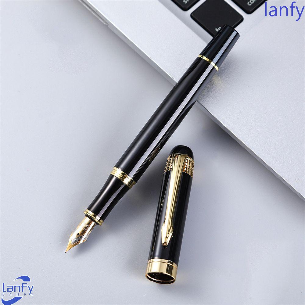 Lanfy Fountain Pen Kantor Perlengkapan Sekolah Pena Tulisan Siswa Mahoni Ukiran Mewah