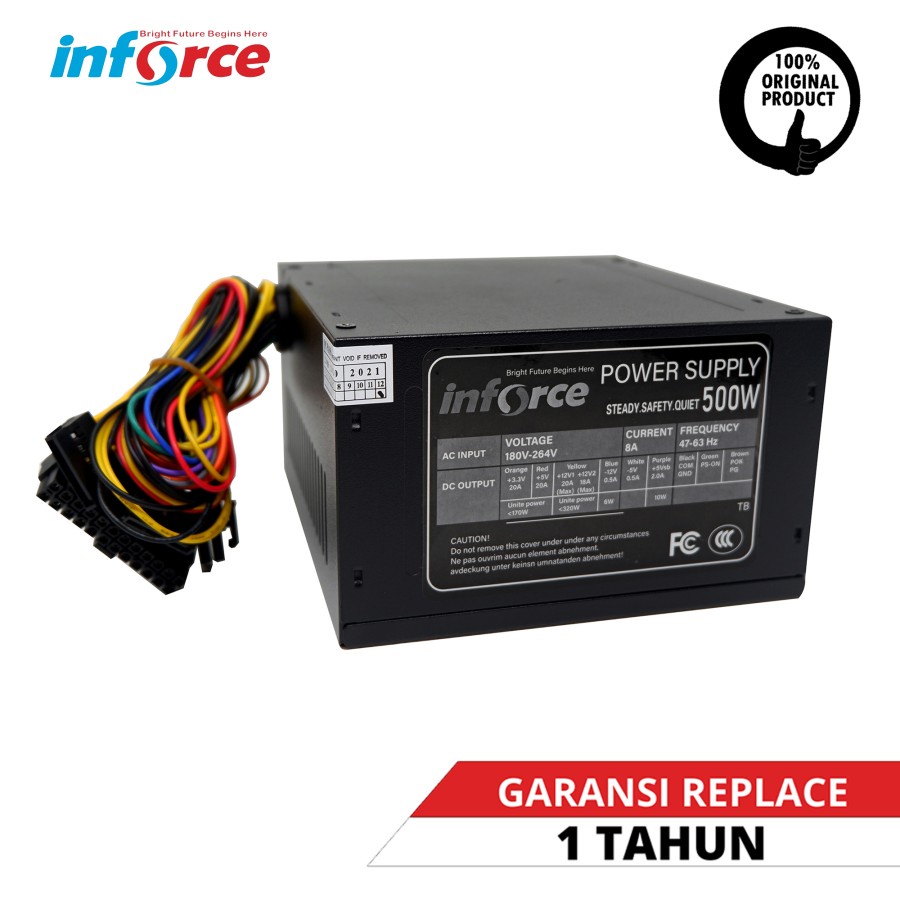 POWER SUPPLY PSU 500 WATT / UNTUK PC CPU DESKTOP KOMPUTER / INFORCE - SESUAI FOTO DAN DESKRIPSI (J67