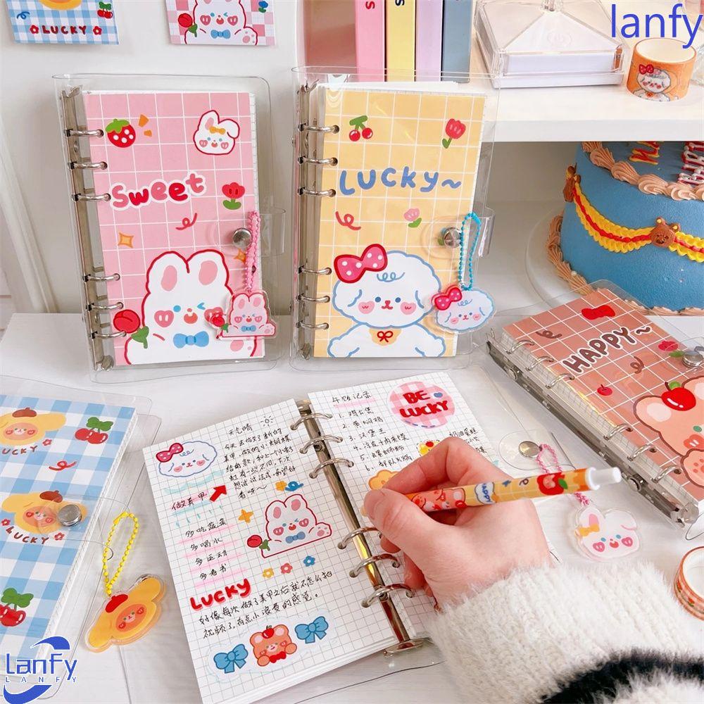 Lanfy Buku Catatan / Diary / Jurnal Ukuran A6 Motif Kelinci Lucu Dengan 6 Ring Spiral