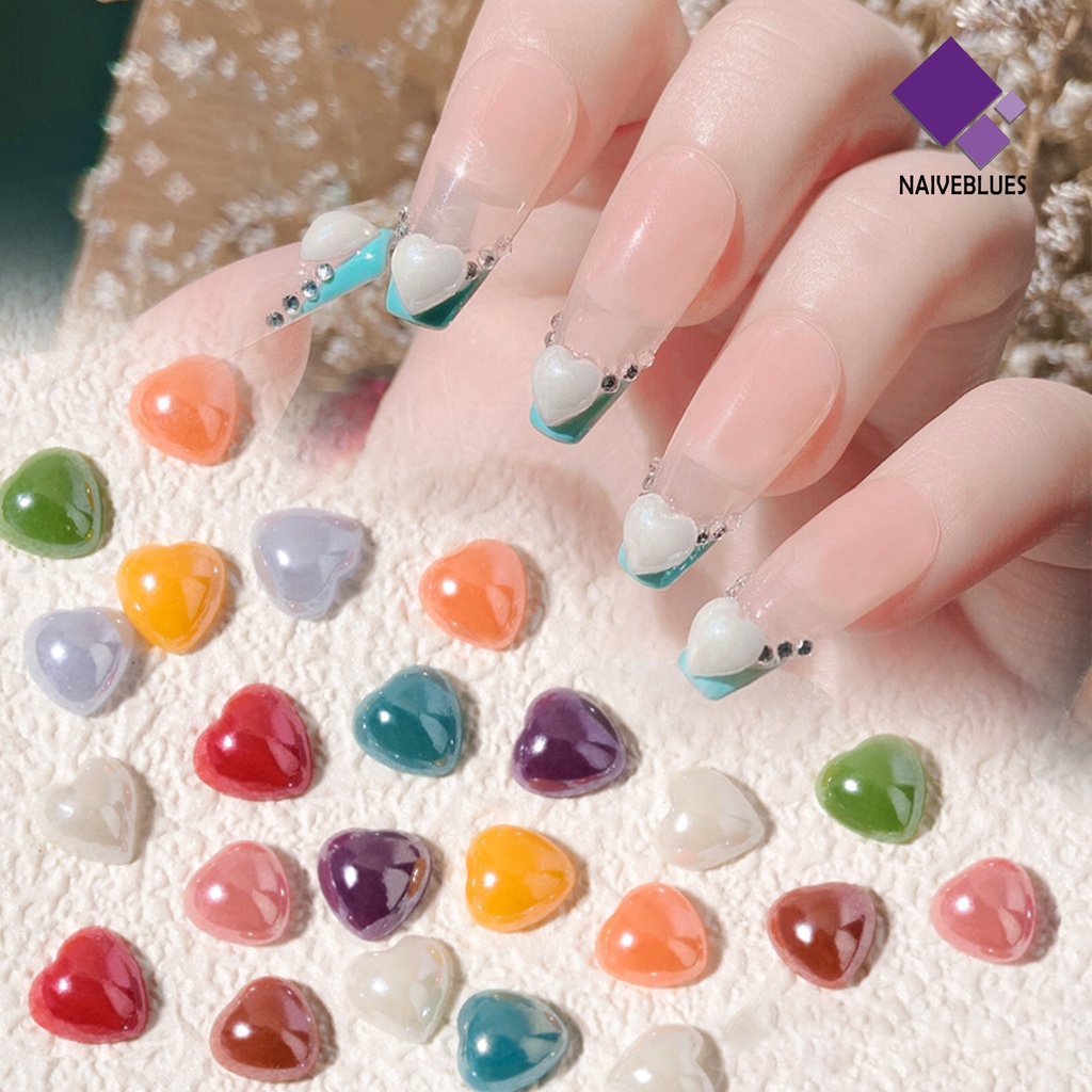 [naiveblues] 50pcs Dekorasi Kuku Cinta Bentuk Hati Desain Kuku 3D Manicure Sequin Wanita