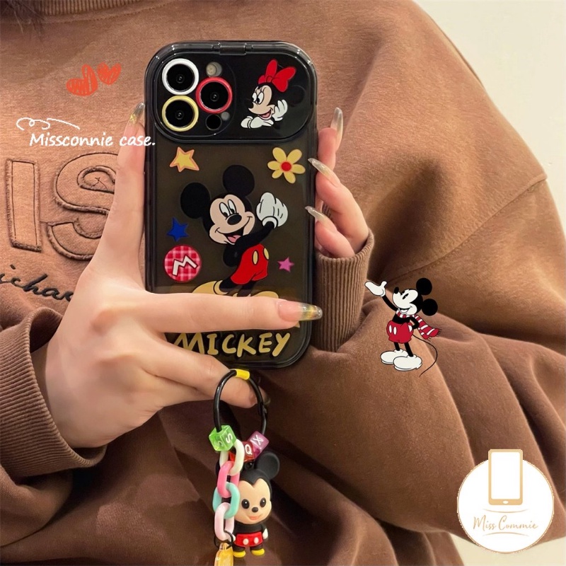 Casing Ponsel Cermin Make Up Flip Kreatif Yang Indah Untuk Oppo A5s A57 A7 A12 A15 A53 A9 A5 A31 A15s A3s A77S A33 2020 A35 A77 A11K Kartun Disney Mickey Bunga Shockproof Soft Case