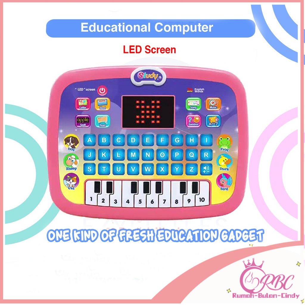 【COD】Tablet Belajar Mainan Edukasi dengan Layar LED Belajar Laptop Mainan Alfabet Piano Mainan Belajar Tablet untuk Anak-anak