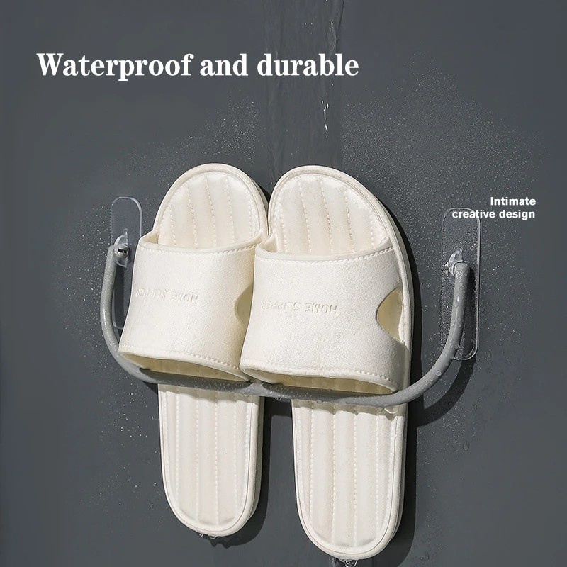 Rak Sepatu Tempel Dinding Multifungsi180° Adjustable Tempat Handuk Sandal Sendal Drain Rack Shelf Hemat Tempat Simple Rak Tutup Rak Aksesoris Dapur Organizer Kamar Mandi