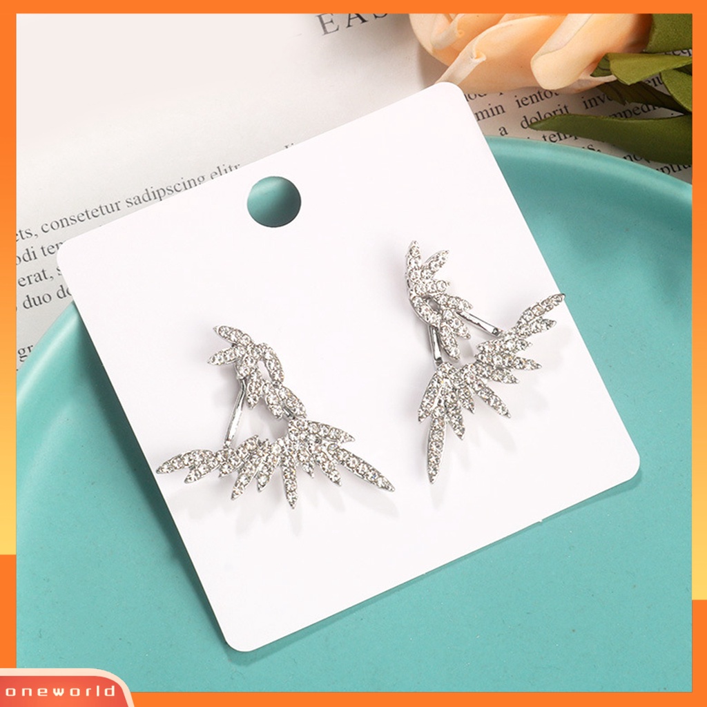 [EONE] 1pasang Ear Studs Rhinestone Light Luxury Shiny Electroplating Eye-catching Hias Hypoallergenic Sayap Malaikat Stud Earrings Aksesori Perjamuan