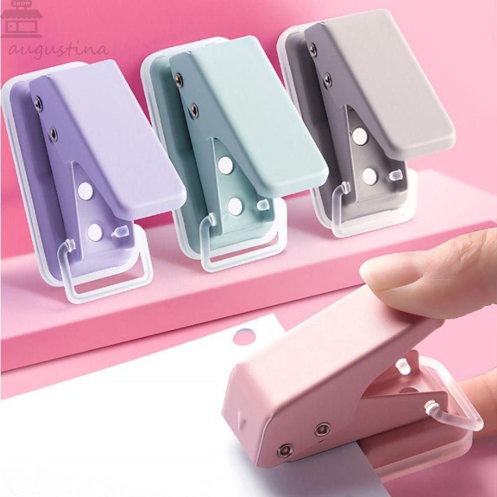 Agustinina Hole Puncher Loose-leaf 4warna Scrapbooking Cincin Tunggal Siswa Stationary Mengikat Perlengkapan Mini Single Hole Punch