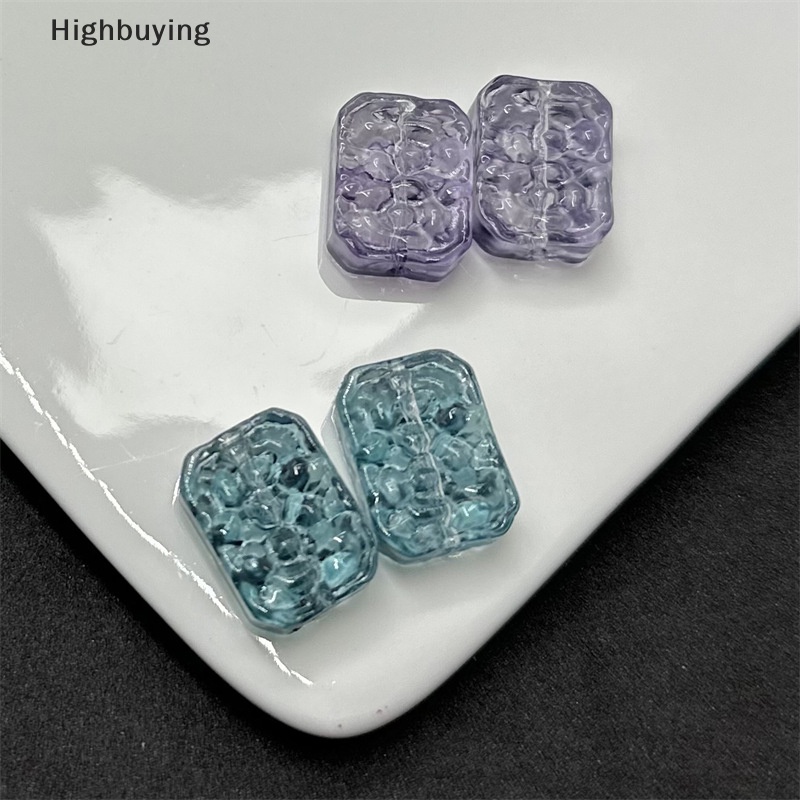 Hbid 10Pcs Manik-Manik Persegi Panjang13 * 23mm Panjang Square Glass Bead Batu Alam Segi Kristal Perhiasan Kalung Liontin Aksesoris Glory